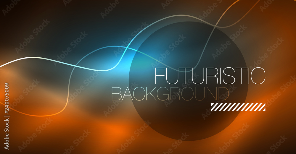 Abstract shiny glowinng color wave design element on dark background - science or technology concept Abstract shiny glowinng color wave design element on dark background - science or technology concept