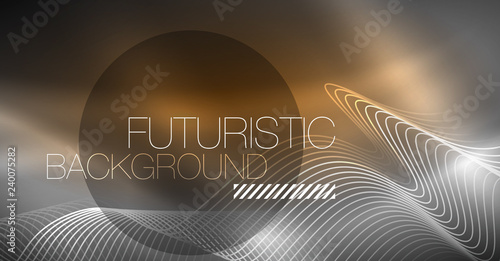 Neon lines wave background. Abstract composition