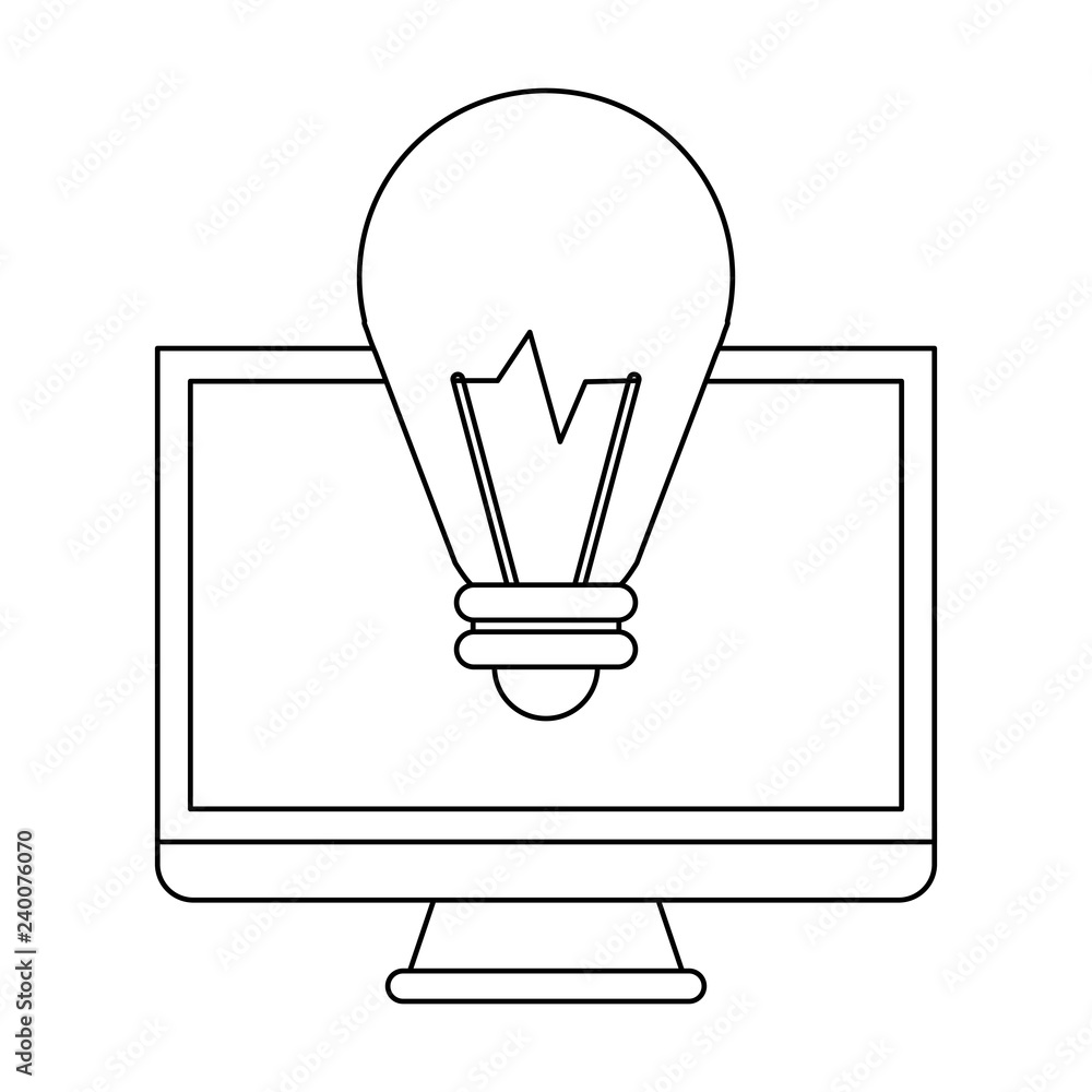 Computer screen with big idea in black and white Computer screen with big idea in black and white