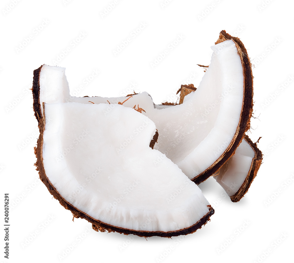Slice coconut isolated on white with clipping path Slice coconut isolated on white with clipping path