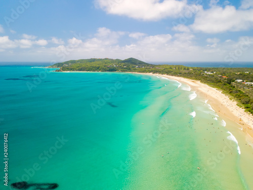 Bild auf Leinwand An aerial view of Byron bay on a clear sunny day