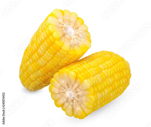 Fresh corn isolated on white clipping path