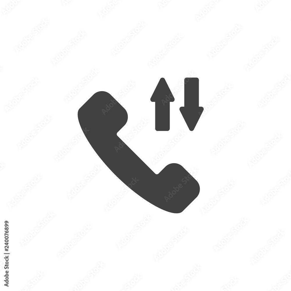 Incoming and call out vector icon. filled flat sign for mobile concept and web design. Handset and up down arrows simple solid icon. Symbol, logo illustration. Pixel perfect vector graphics Incoming and call out vector icon. filled flat sign for mobile concept and web design. Handset and up down arrows simple solid icon. Symbol, logo illustration. Pixel perfect vector graphics