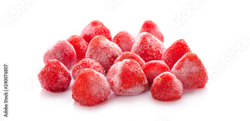 frozen strawberries an isolated on white background