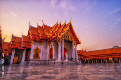 Morning Light at Marble temple, Wat Benchamabophit, Bangkok, Thailand