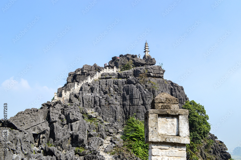 Hang Mua Mountain viewpoint or Mua Caves Ecolodge, Stunning view of Tam Coc area with mountain range, rice fields and waterway. Hang Mua Mountain viewpoint or Mua Caves Ecolodge, Stunning view of Tam Coc area with mountain range, rice fields and waterway.
