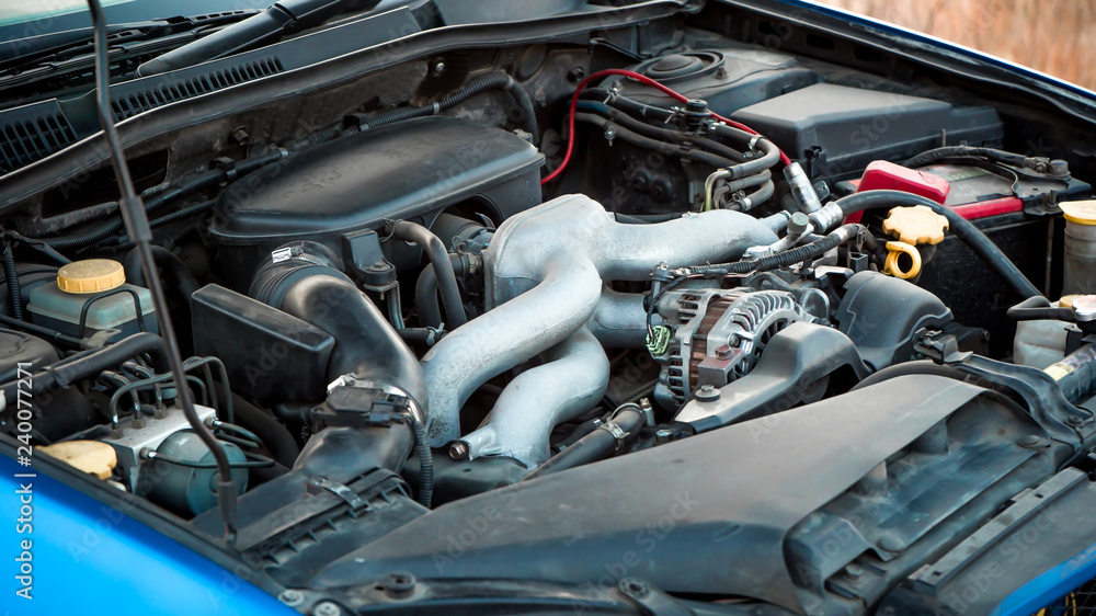 The photo of the automobile engine The photo of the automobile engine