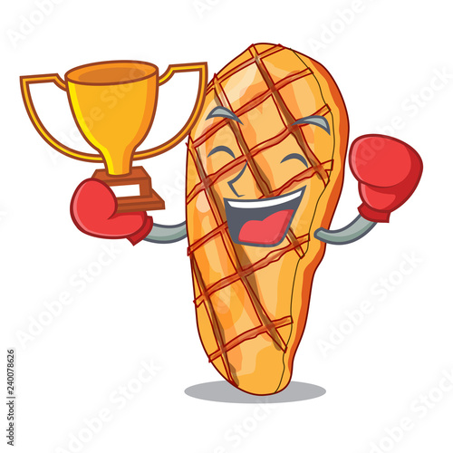 Boxing winner grilled chicken breasts isoslated on mascot