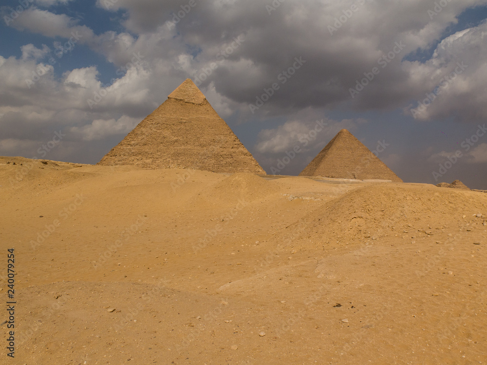 Two of the Great Pyramids Khafre and Khufu in Giza  