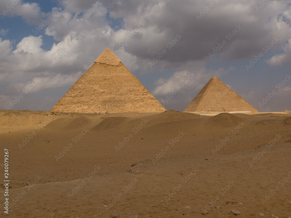 Two of the Great Pyramids Khafre and Khufu in Giza  