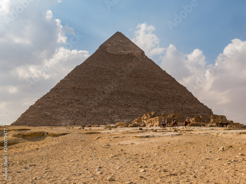The Great Pyramid Khufu on a sunny day with clouds