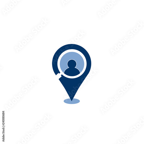 Abstract people silhouette in magnifier shape. Vector logo template. Design concept for search for employees and job, business, and human resource. people Search vector icon.