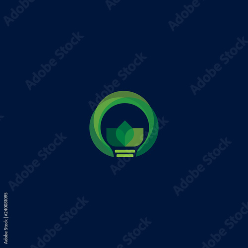 green light bulb leaf symbol logo vector. Logo of green energy. Stylized eco logo biofuel. Renewable green energy logo - Vector