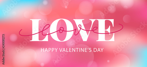 Happy Valentines Day hand drawn text greeting card. Vector illustration.