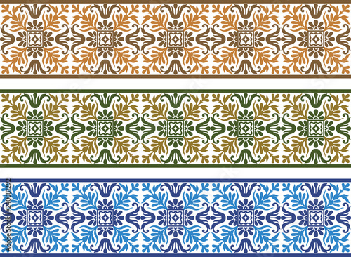 Seamless vintage border set with sample colors