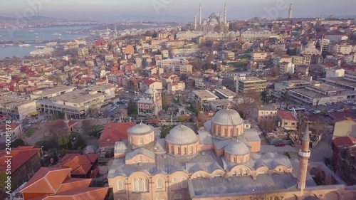 flying from zeyrek mosque to suleymaniye mosque with a drone photo