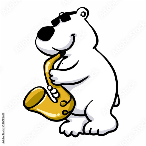 Polar bear saxophonist plays jazz 