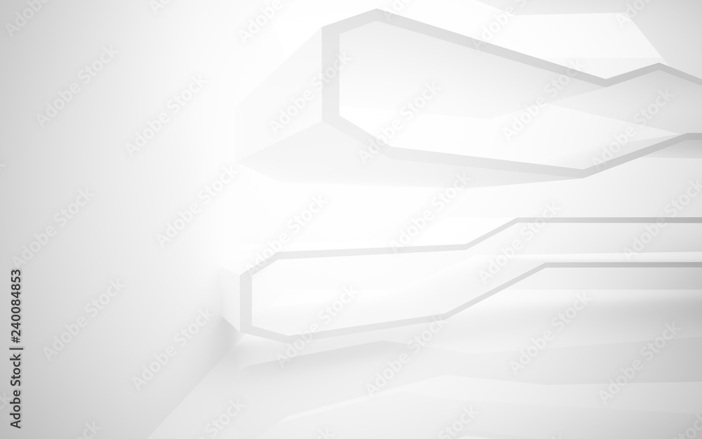 Abstract white interior of the future. 3D illustration and rendering Abstract white interior of the future. 3D illustration and rendering