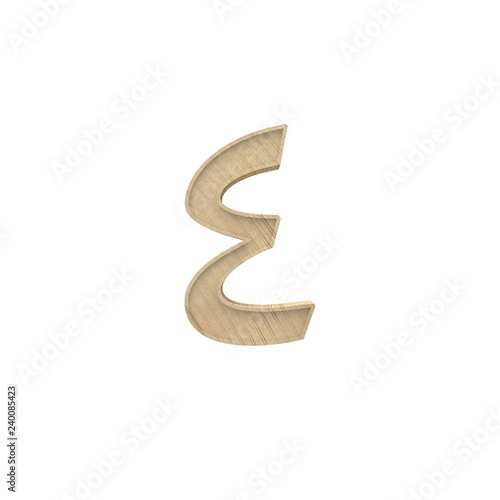 Four 4 Arabic Number alphabet letter different style 3d volumetric wood texture font set isolated on white background 3d illustration