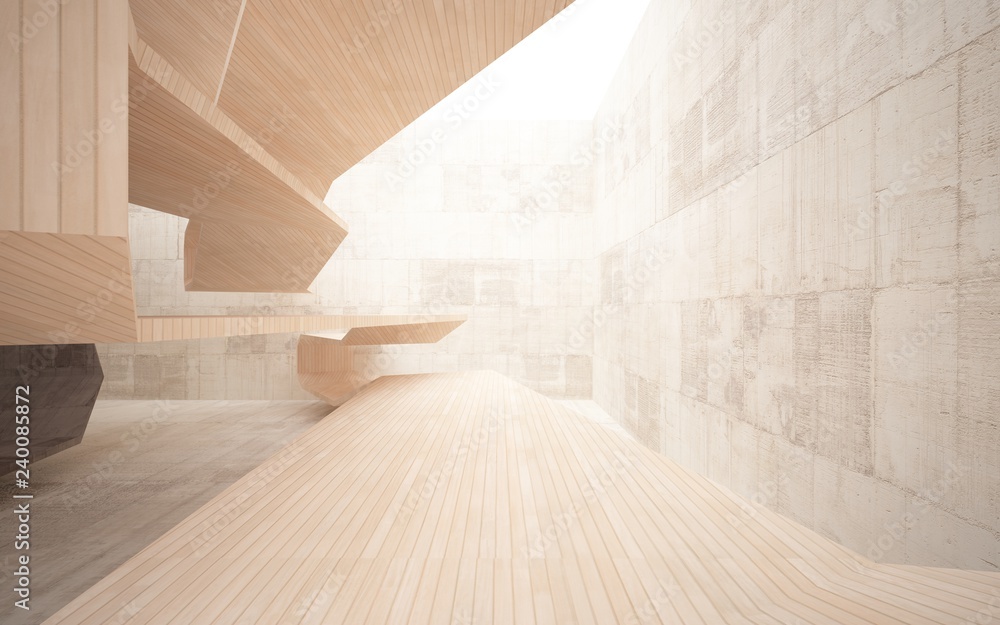 Abstract interior of brown concrete and wood. Architectural background. 3D illustration and rendering Abstract interior of brown concrete and wood. Architectural background. 3D illustration and rendering