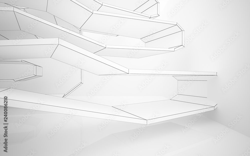Abstract white interior highlights future. Polygon drawing . Architectural background. 3D illustration and rendering Abstract white interior highlights future. Polygon drawing . Architectural background. 3D illustration and rendering