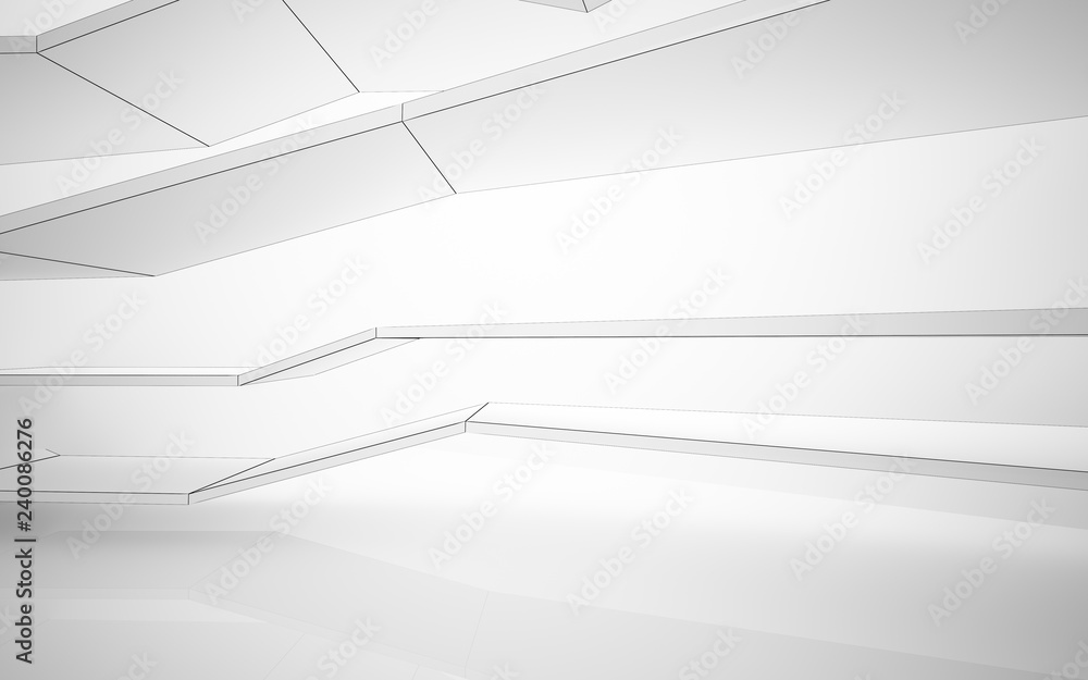 Abstract white interior highlights future. Polygon drawing . Architectural background. 3D illustration and rendering Abstract white interior highlights future. Polygon drawing . Architectural background. 3D illustration and rendering