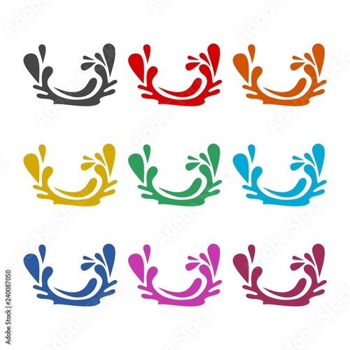 Fototapeta Naklejka Na Ścianę i Meble -  Fresh water splash icon or logo, color set