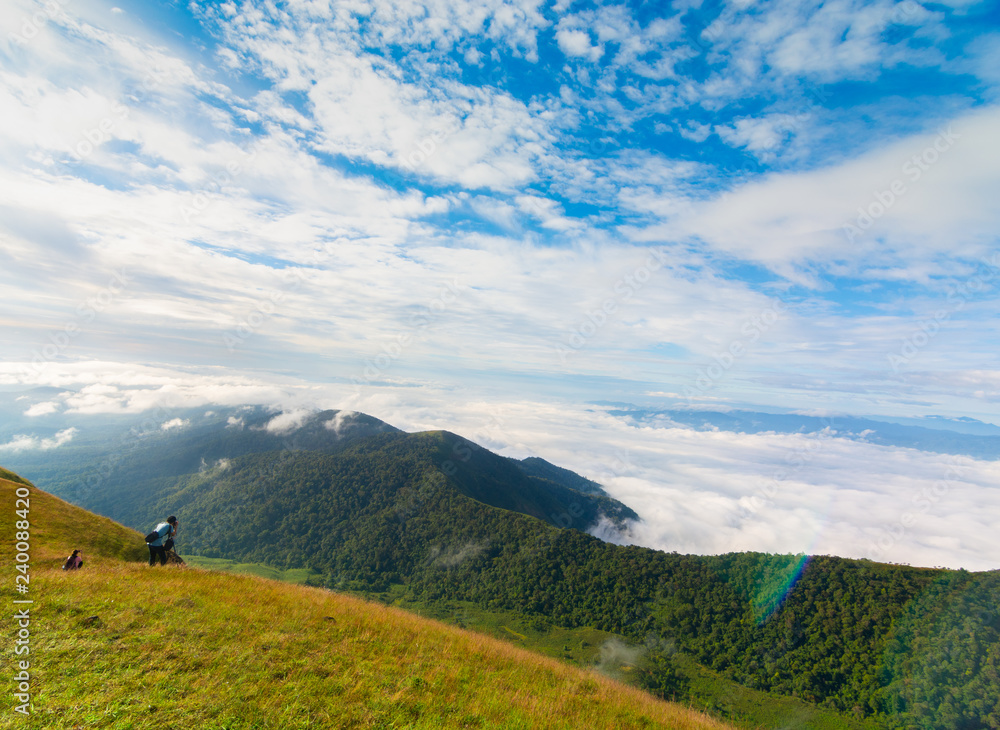 photographer take a photo on the top of mountain at Doi Mon Jong, Chiang Mai, Thailand photographer take a photo on the top of mountain at Doi Mon Jong, Chiang Mai, Thailand