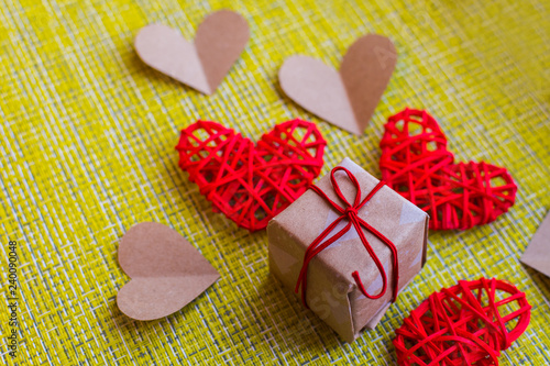 Valentine's day concept. gift and hearts.