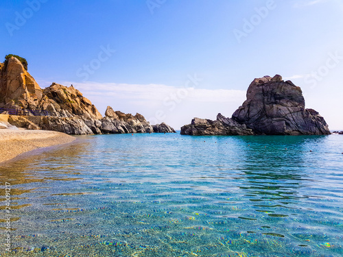 Tableau sur toile View of Pietragrande Cliff, placed in Stalettì, Catanzaro, Calabria, Italy