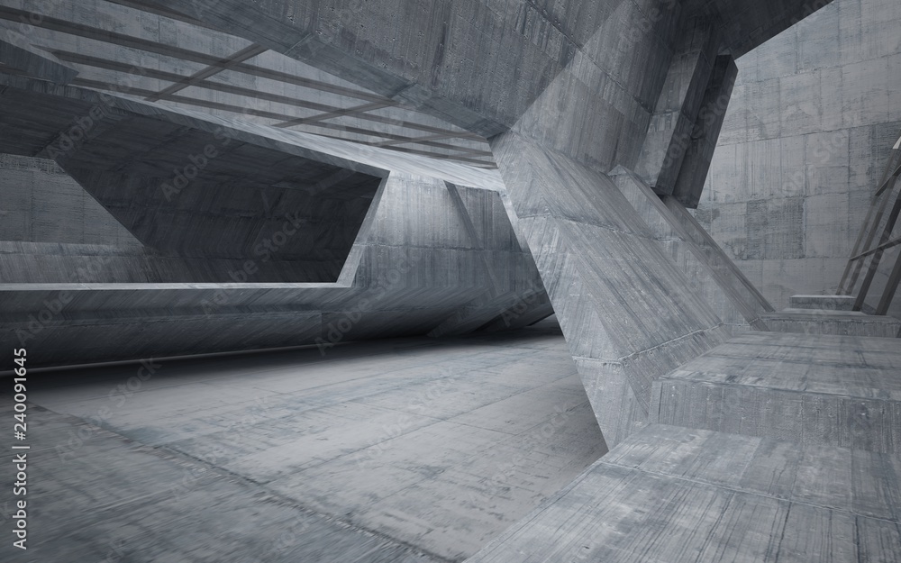 Abstract interior of concrete . Architectural background. 3D illustration and rendering Abstract interior of concrete . Architectural background. 3D illustration and rendering