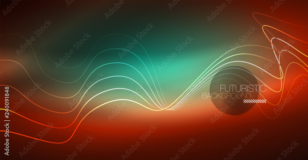 Neon lines wave background. Abstract composition Neon lines wave background. Abstract composition