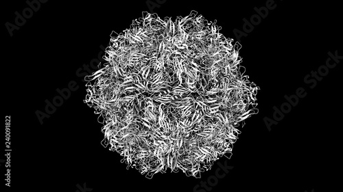 3D CG rendered image of scientifically accurate Feline Panleukopenia Virus (cat distemper virus) Capsid Structure based on PDB : 1FPV (ribbon occlusion style)