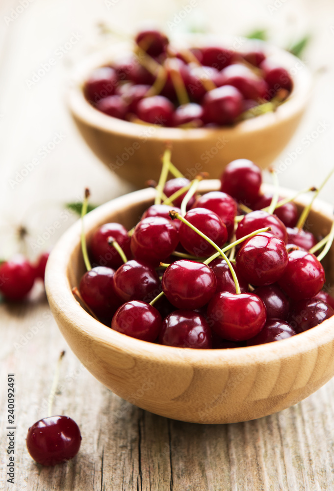 Bowls with cherries Bowls with cherries