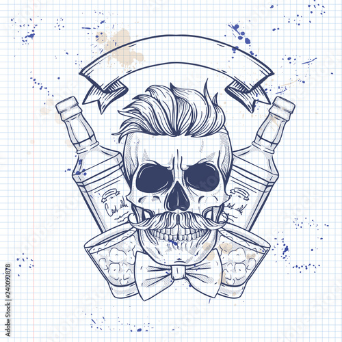 Sketch, barman skull