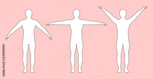 Male contour on pink background, vector.