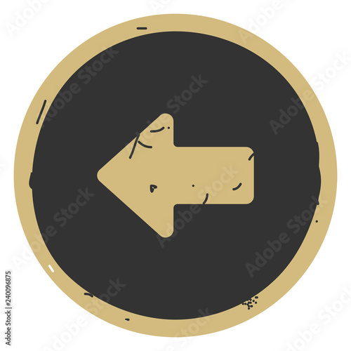 Arrow left button icon vector illustration on gray background
