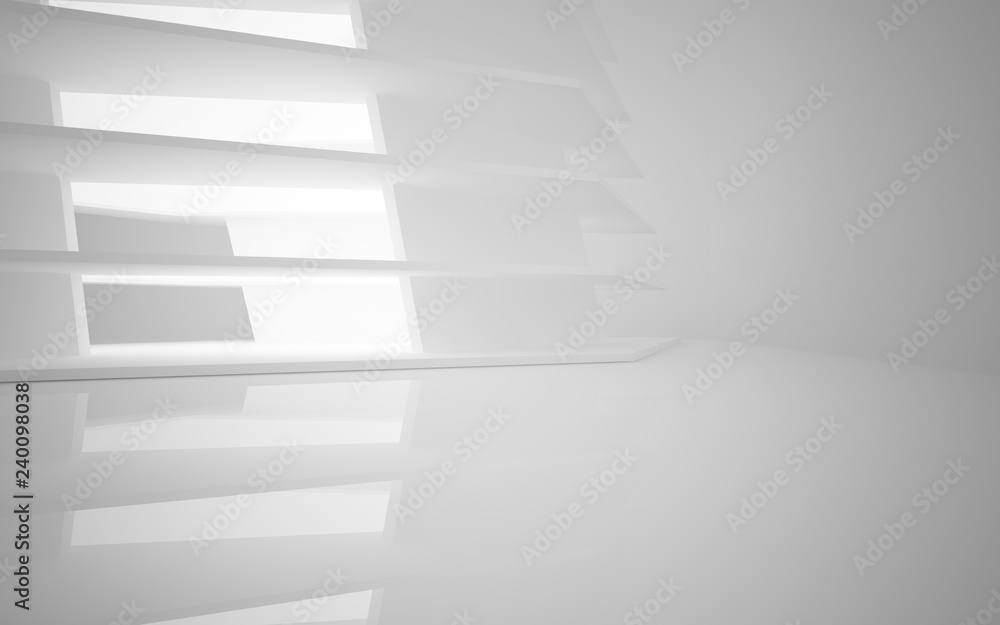 Abstract white interior of the future, with neon lighting. 3D illustration and rendering Abstract white interior of the future, with neon lighting. 3D illustration and rendering