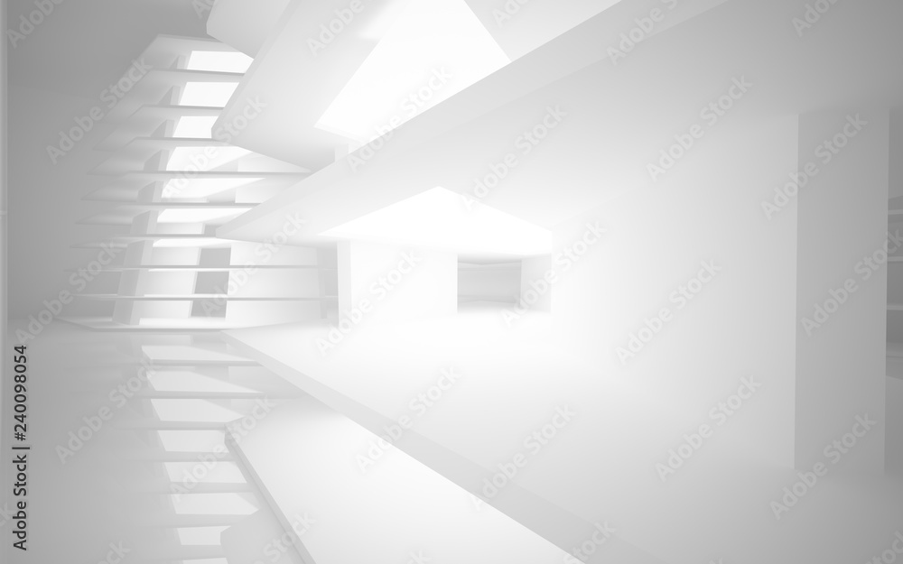Abstract white interior of the future, with neon lighting. 3D illustration and rendering Abstract white interior of the future, with neon lighting. 3D illustration and rendering