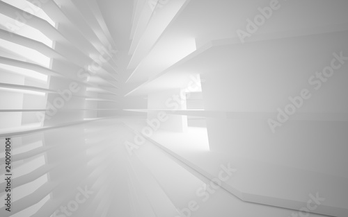 Fototapeta Naklejka Na Ścianę i Meble -  Abstract white interior of the future, with neon lighting. 3D illustration and rendering