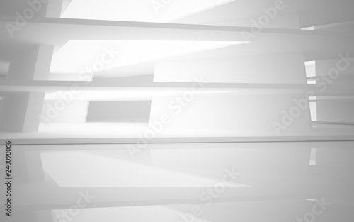 Abstract white interior of the future  with neon lighting. 3D illustration and rendering