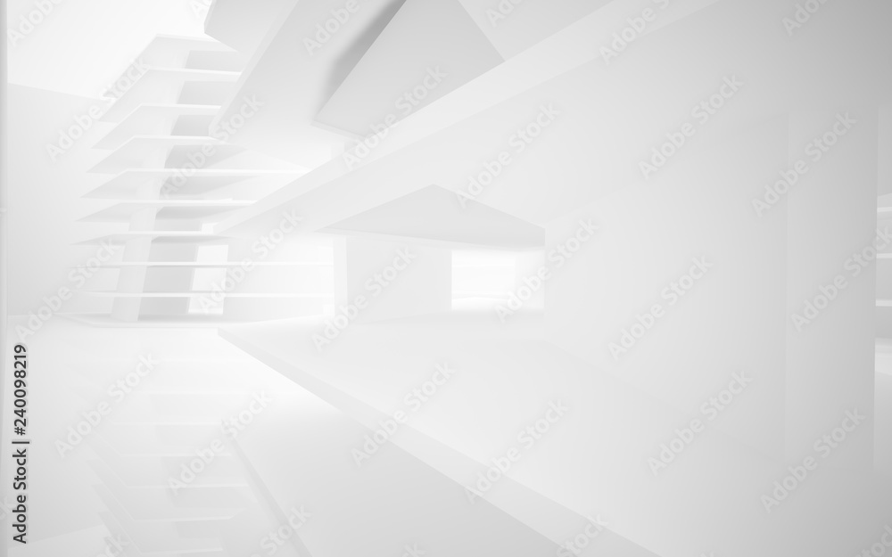 Abstract white interior of the future. 3D illustration and rendering