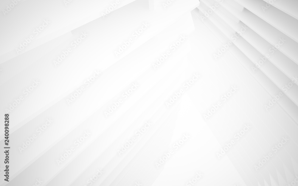 Abstract white interior of the future. 3D illustration and rendering - obrazy, fototapety, plakaty 