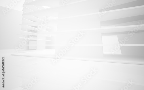 Abstract white interior of the future. 3D illustration and rendering