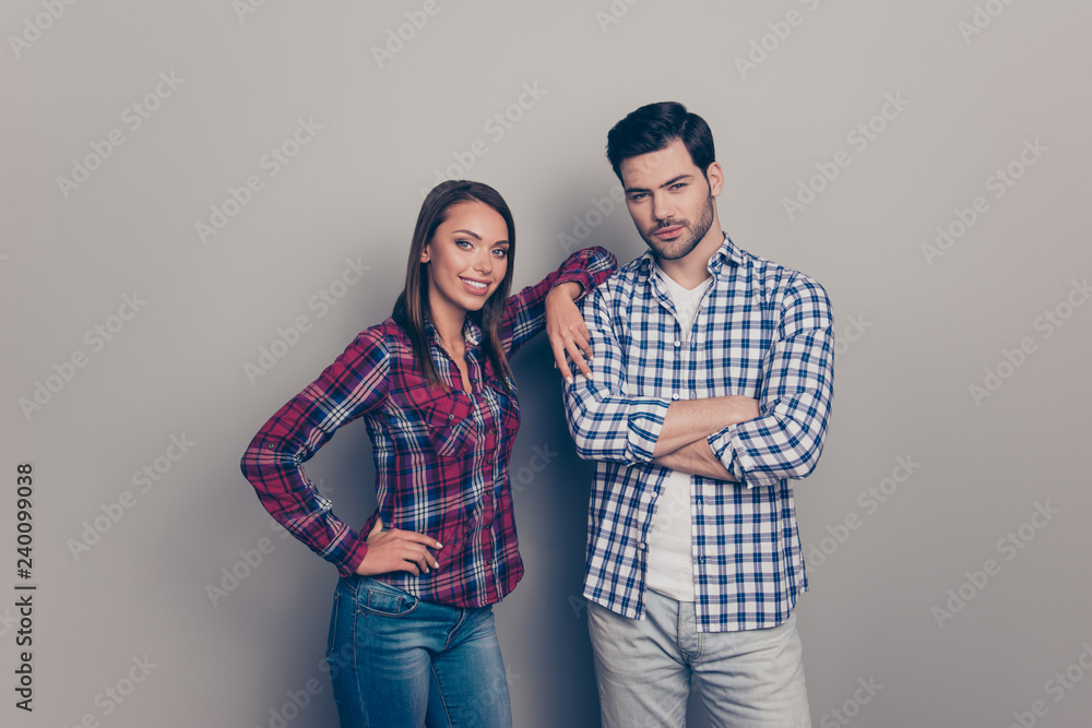 Portrait of two nice lovely attractive cheerful people married s Portrait of two nice lovely attractive cheerful people married s