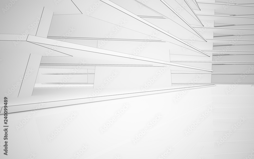 Abstract white interior highlights future. Polygon drawing . Architectural background. 3D illustration and rendering Abstract white interior highlights future. Polygon drawing . Architectural background. 3D illustration and rendering