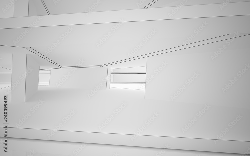 Abstract white interior highlights future. Polygon drawing . Architectural background. 3D illustration and rendering Abstract white interior highlights future. Polygon drawing . Architectural background. 3D illustration and rendering