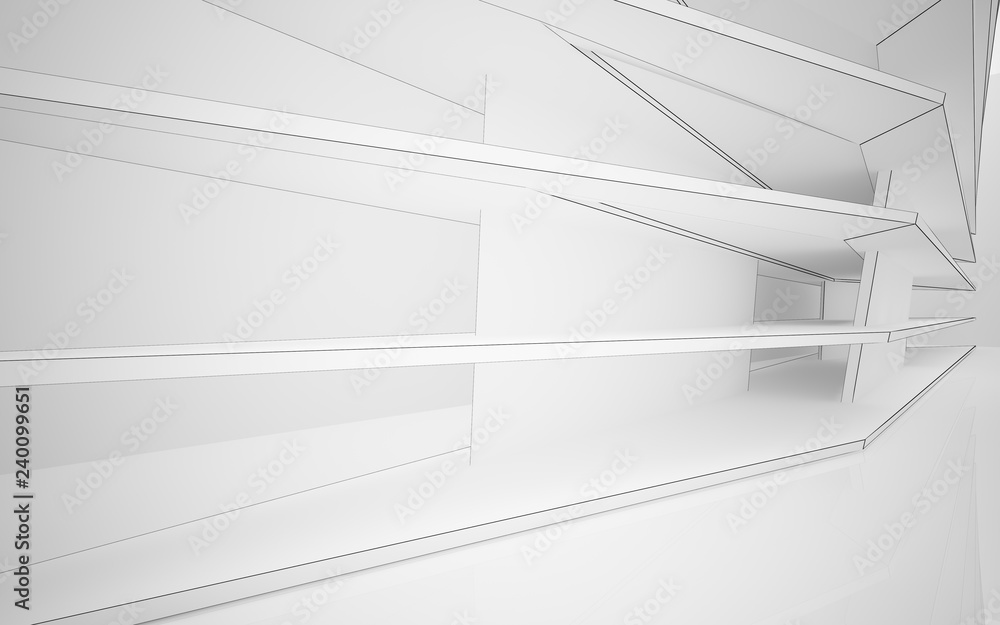 Abstract white interior highlights future. Polygon drawing . Architectural background. 3D illustration and rendering Abstract white interior highlights future. Polygon drawing . Architectural background. 3D illustration and rendering