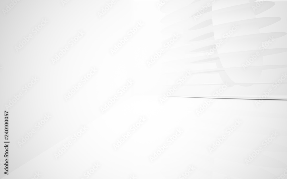 White smooth abstract architectural background. 3D illustration and rendering