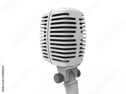 3D render - white detailed retro microphone